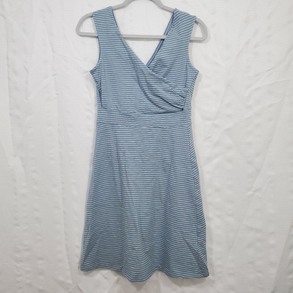 PATAGONIA Sleeveless Dress Blue White Striped Size Small
